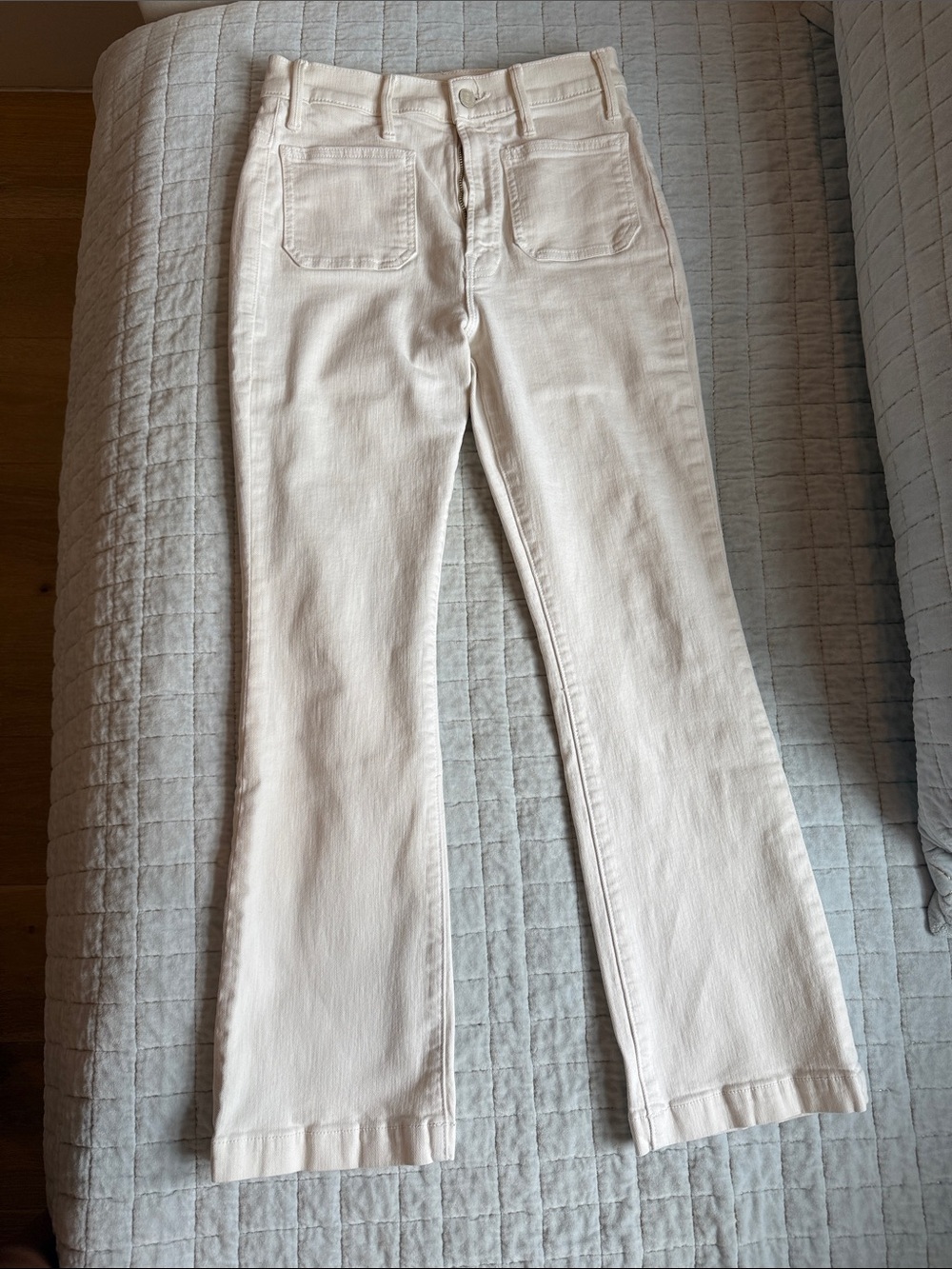 MOTHER Cream Straight-Leg Jeans